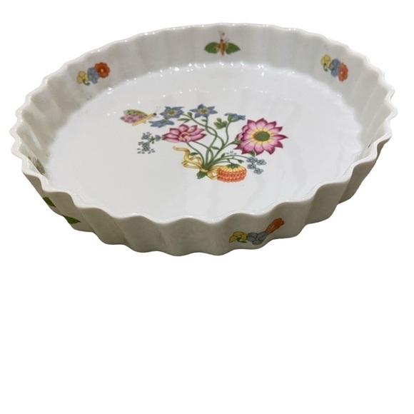 MMA Philippe Deshoulieres porcelain wavy tart dish 9 inch floral made in France - Picture 2 of 5